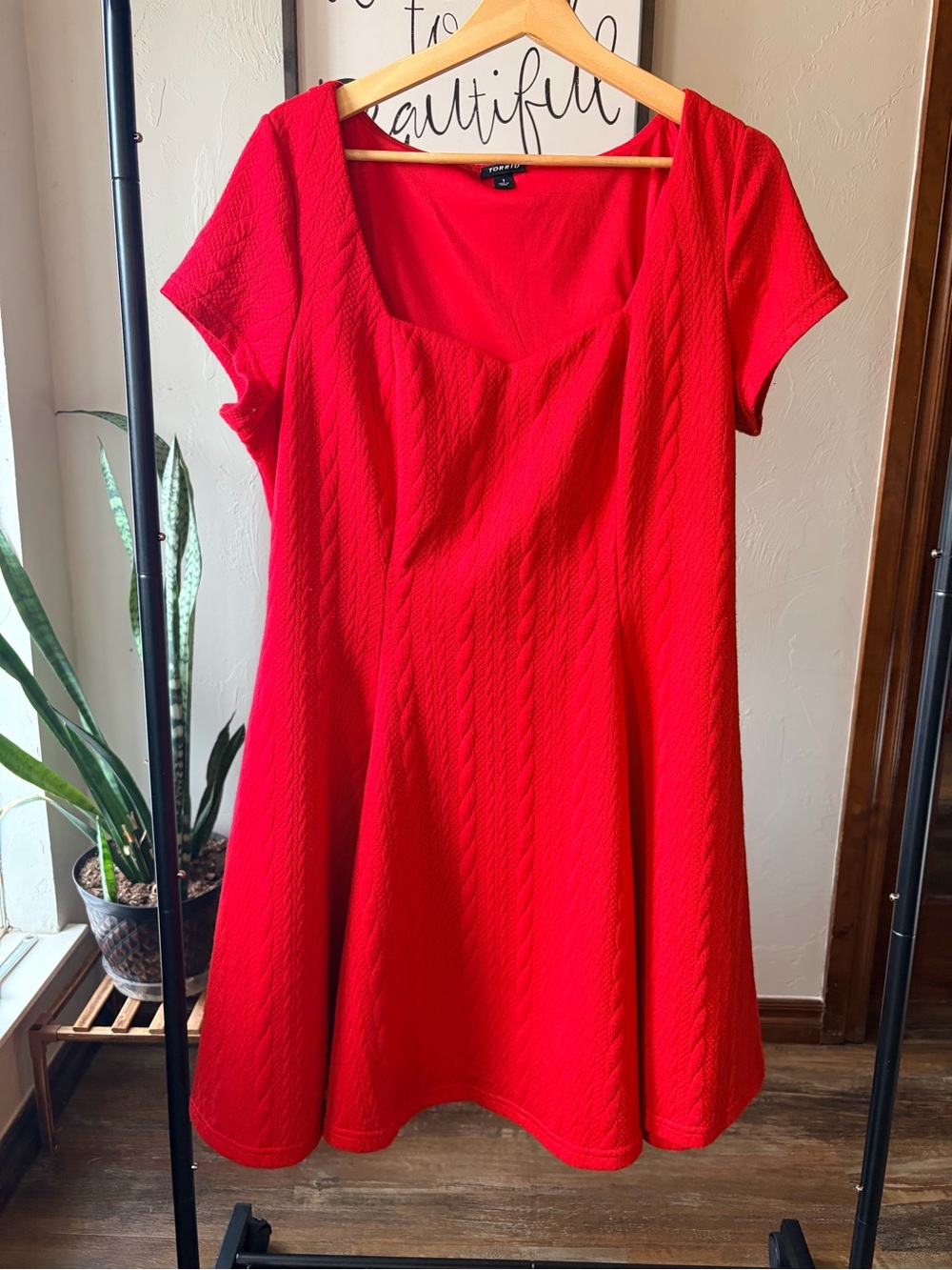 torrid Red Textured Fit-and-Flare Midi Holiday Dress
